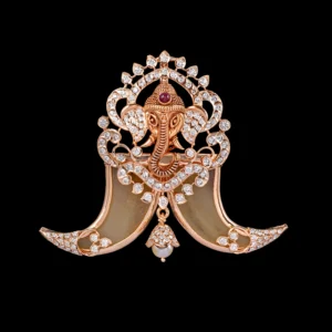 Ganesha Diamond Pendant with Ruby Accent
