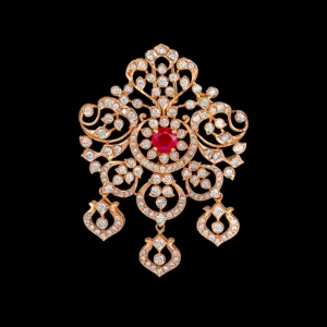 Ruby Centre Floral Diamond Pendant