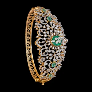 Emerald Floral Statement Diamond Bracelet