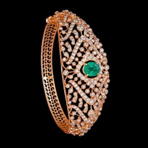 Oval Emerald Lattice Diamond Bracelet