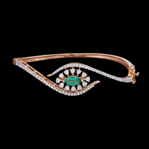Eye-Shaped Emerald Diamond Bracelet