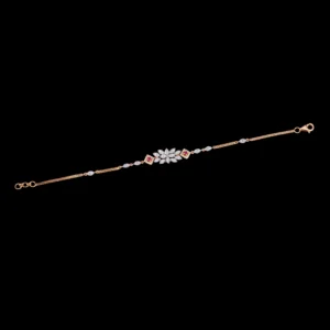 Ruby Accent Floral Diamond Chain Bracelet