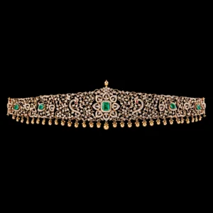 Emerald Filigree Gold & Diamond Vaddanam