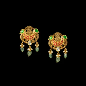 Antique Ruby Emerald Gold Drop Earrings