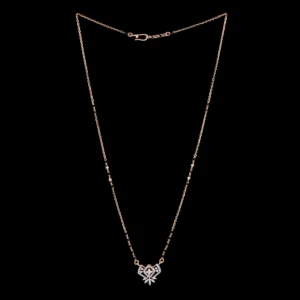 Lotus Geometric Diamond Black Beads Mangalsutra