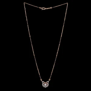 Floral Drop Diamond Black Beads Mangalsutra
