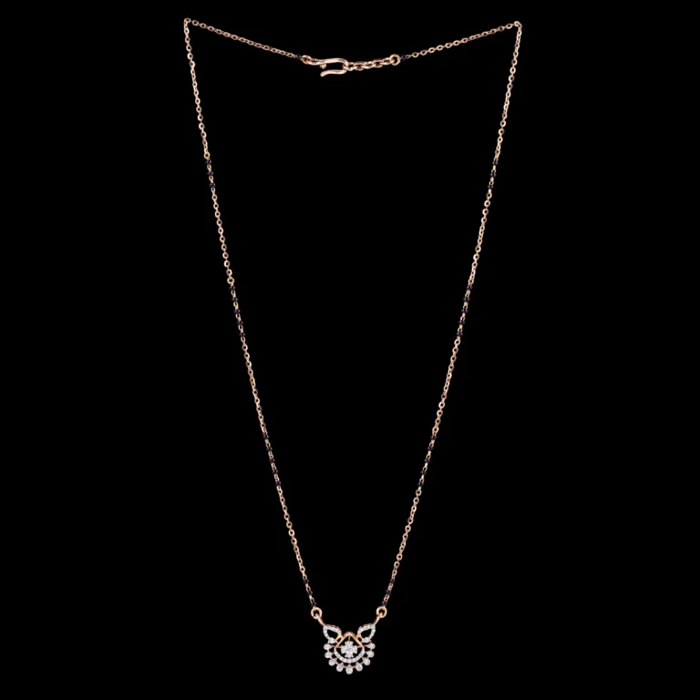 Floral Drop Diamond Black Beads Mangalsutra