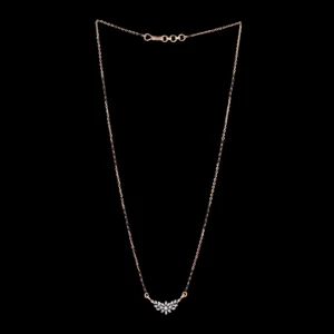 Fan Leaf Diamond Black Beads Mangalsutra
