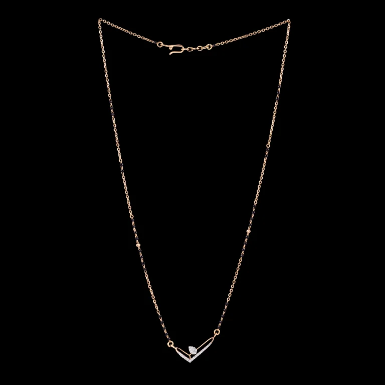V-Shaped Diamond Black Beads Mangalsutra