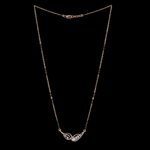 Double-Wave Diamond Black Beads Mangalsutra