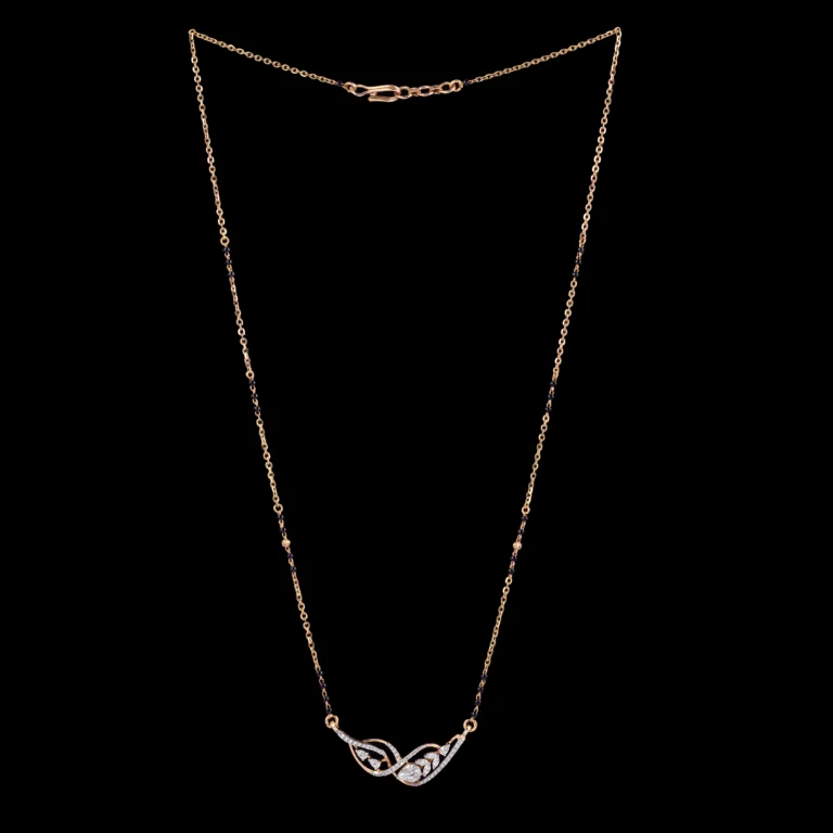 Double-Wave Diamond Black Beads Mangalsutra