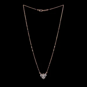 Lotus Floral Diamond Black Beads Mangalsutra