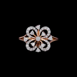 Four-Petal Openwork Diamond Floral Ring