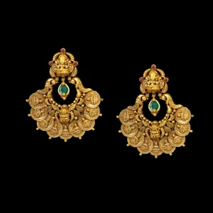Temple Deity Emerald Gold Statement Earrings