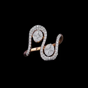 Spiral Bypass Twin Diamond Ring