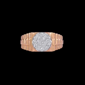 Men's Round Cluster Diamond Signet Ring