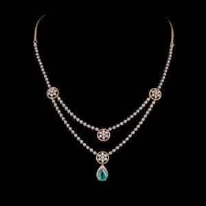 Three-Strand Emerald Floral Diamond Necklace