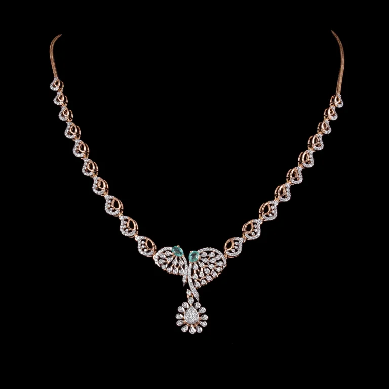 Open Leaf Floral Diamond Necklace