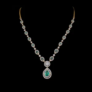 Emerald Station Diamond Necklace with Pear Pendant