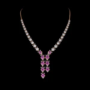Geometric Gemstone Accent Diamond Necklace