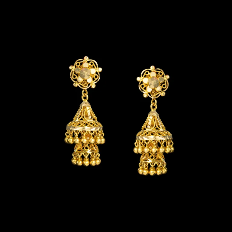 Openwork Cascade Gold Jhumka Earrings