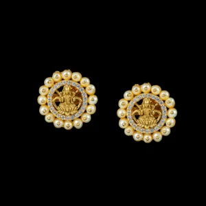 Lakshmi Pearl Halo Gold Stud Earrings