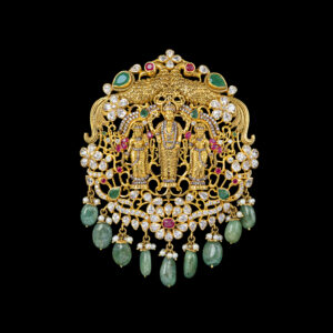 Temple Deity Ruby Emerald Diamond Gold Pendant