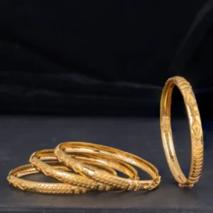 Classic Engraved Slim Gold Bangles