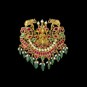 Lakshmi Peacock Ruby Emerald Gold Pendant