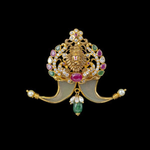 Antique Deity Gold Pendant with Ruby Diamond Accents