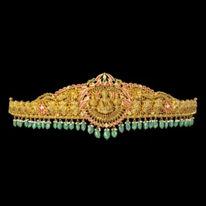 Grand Lakshmi Gold Vaddanam with Ruby Emerald Details