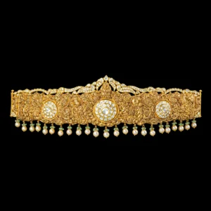 Filigree Gold Vaddanam with Diamond Medallions