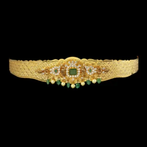Emerald Diamond Floral Gold Vaddanam
