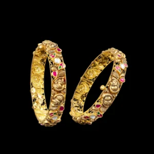 Ruby Floral Antique Gold Bangles