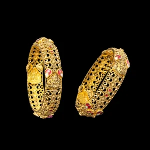 Ruby Filigree Broad Gold Bangles